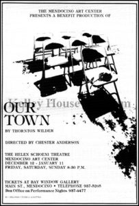 Poster for the 1981 production of Our Town. Graphic from the archives of the Kelley House Museum.