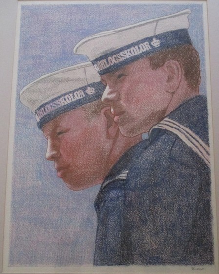 Student Sailors, Royal Danish Navy by Charles Marchant Stevenson (c.1967). Crayon on paper. CS196710