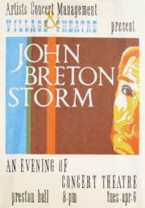 John Breton Storm: An Evening of Concert Theatre (1961), Serigraph poster by Charles Marchant Stevenson (26" x20 "). SKU: CS196901