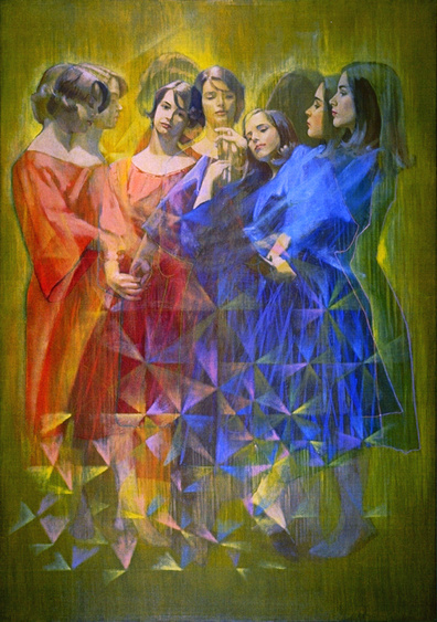 Dancers by Charles Marchant Stevenson 01 (1969). Lolli Blydon or Charlotte Beeson, and Joan Marler. Acrylic. SKU: CS196920