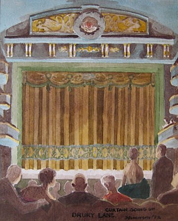 Curtain Going Up: Drury Lane by Charles Marchant Stevenson (1972). Gouache (20.5” x 16.5”). SKU: CS197204