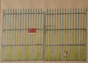 Minnie at the Gate (Beware of Dog) by Charles-Marchant-Stevenson (1985). Watercolor. SKU: CS198520