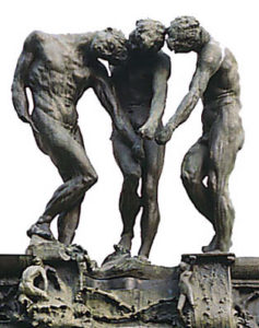 The Three Shades, detail from the Gates of Hell at the Rodin Museum, Hotel Biron, Paris (1880).