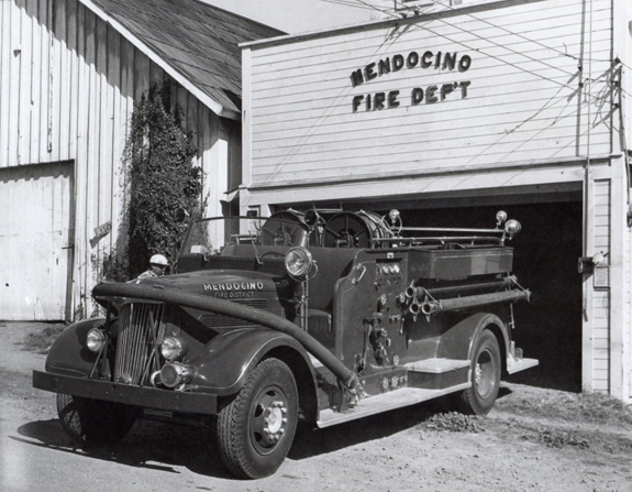 "The White," in its original glory in 1948. Photo from Mendocino Volunteer Fire Department: 125 Years of Community Service.