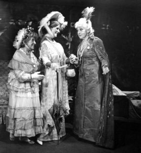 Left to right: Betty Thompson, Sandra Hawthorne, Mary Linley Taylor in the Mendocino production of Jean Giraudoux's Madwoman of Chaillot. Photo by Bill Foote.