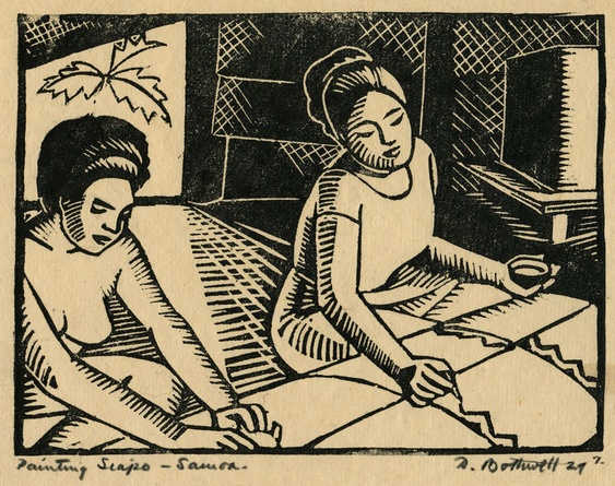 Painting Siapo - Samoa by Dorr Bothwell (1929). Woodblock print (proof 7). Private collection.