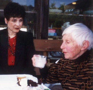 Carol Goodwin Blick with Dorr Bothwell at Dorr's 90th birthday celebration, Mendocino Art Center (1992).