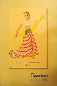 Manning's Coffee Menu. The Costumes of Coffeeland: Cuba. Dorr Bothwell (1940).