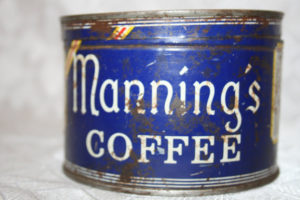 A Manning's Coffee tin, now a collectible.
