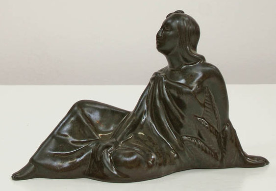 Dorr Bothwell's Reclining Samoan Woman (GMB C-808), from Gladding, McBean's Catalina Art Ware, with Black glaze.