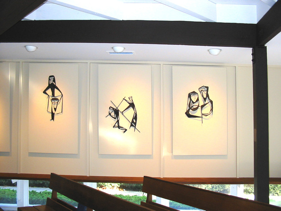 Fran Moyer's welded steel Stations of the Cross, mounted in the Sanctuary of Saint Anselm's Episcopal Church in Lafayette, California.