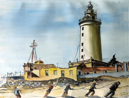 El Ropo, Malaga (1952). Watercolor by Bill Zacha. WZ195201