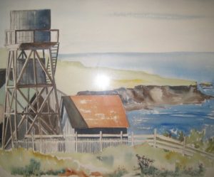 Mendocino (1959). Watercolor by Bill Zacha. WZ195901