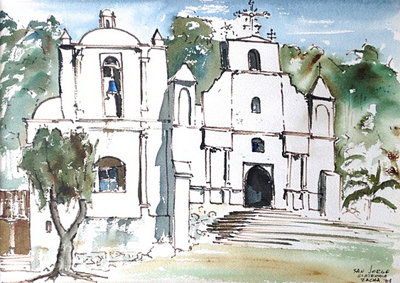 San Jorge, Guatemala (1968). Watercolor by William Zacha. WZ196810