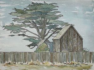 August Evening, Mendocino (1972). Watercolor by Bill Zacha. WZ197201