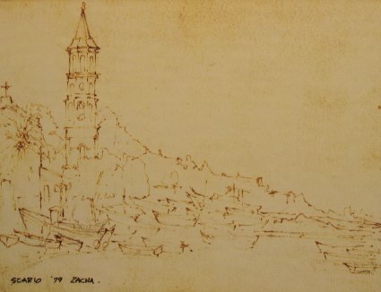 Scario, Campanile, Chiesa dell' Immacolada (1979). Drawing by Bill Zacha. WZ197921