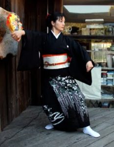 Hiromi Kitahara performs a male kimono dance at the Mendocino Art Center reception for the 2010 Miasa-Omachi/Mendocino art exhibit opening.