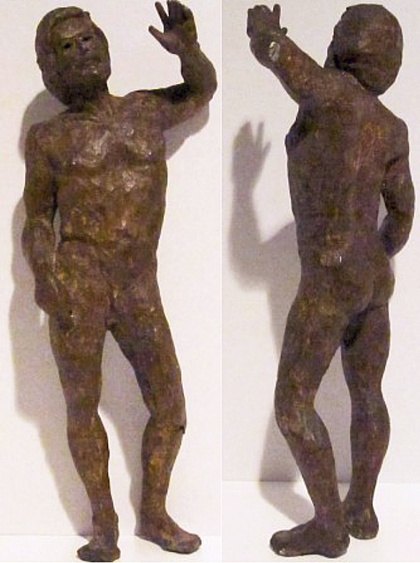 Priam II, hollow cast bronze figure by Bill Zacha (1977), two views. Projected edition, no more than six. Dimensions, 5.5" x 13.75" / weight 8 lbs. SKU: WZ197753