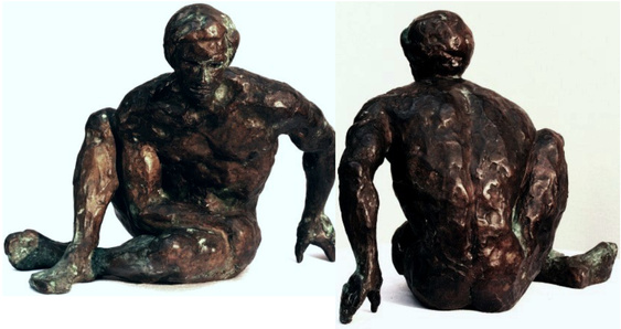 Orion I, hollow cast bronze figure by Bill Zacha (1977), two views. Edition mark: 2/6. Quantity cast, no more than three. Dimensions 8.5" x 10.5" / weight 7.5 lbs. SKU: WZ197973