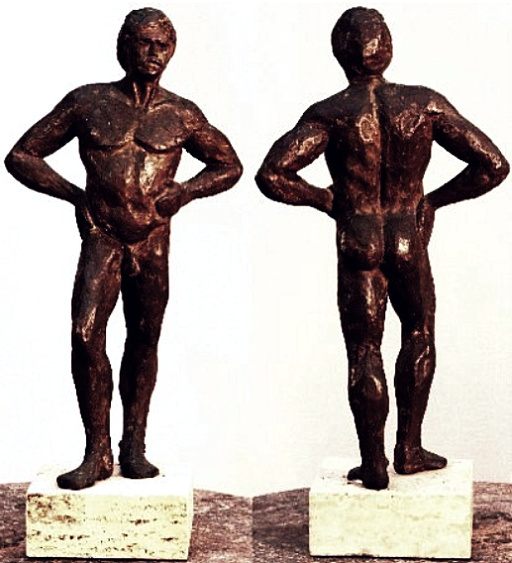 Hector, hollow cast bronze figure by Bill Zacha (1980), two views. Quantity cast, no more than three. Dimensions including base 13.25" x 6.5" / weight 5 lbs. SKU: WZ198053