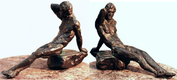 Endymion, hollow cast bronze by Bill Zacha (1980), figure and base cast separately Two views. Quantity cast: no more than three. Dimensions including base, 13.5" x 9.75" / weight, including base, 8 lbs. SKU: WZ198069