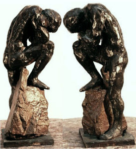 Orestes, bronze figure by Bill Zacha (1980), hollow cast in one piece. Two views. Quantity cast, no more than three. Dimensions 9.25 x 4.25" / weight 5 lbs. SKU: WZ198075
