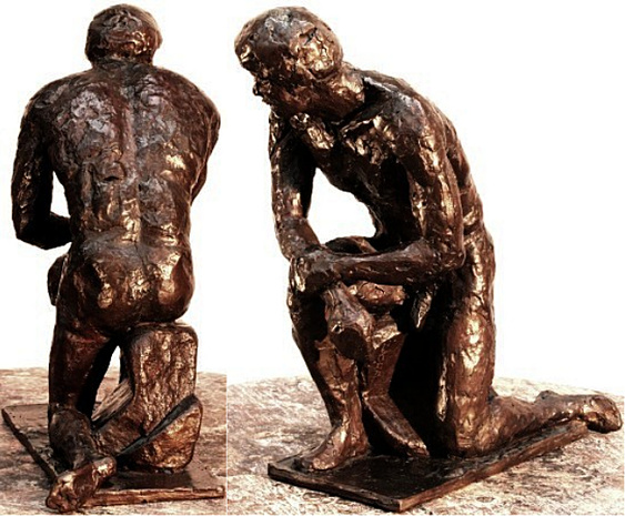 Herakles, bronze figure by Bill Zacha (1981), hollow cast in one piece . Two views. Quantity cast, no more than three. Dimensions 9.25 x 7.25 / weight 7.5 lbs. SKU: WZ198167