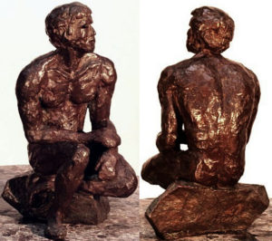 Orpheus, bronze figure by Bill Zacha, hollow cast in one piece (1981). Two views. Quantity cast, no more than three. Dimensions 9.25” x 6.25" / weight 7.25 lbs. SKU: WZ198170