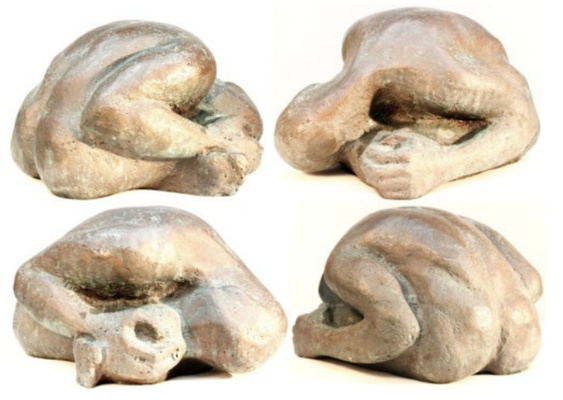 Vespers: hollow cast bronze figure by Bill Zacha (1981). Four views. Quantity cast, one. SKU: WZ198190