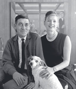 Bill and Jennie Zacha (1964). In background, trompe l'oeil portrait by Charles Marchant Stevenson. Photo by Bill Foote.