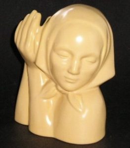 Dorr Bothwell's Peasant Head in GMB's Pale Yellow glaze, Catalina Art Ware line.